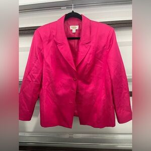 Talbots Pink Blazer with Notched Lapels and 3/4 Sleeves
